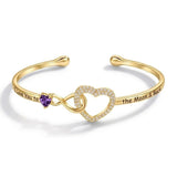 14K Gold Plated Birthstone Infinity Heart Bangle Bracelet for Women