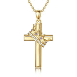 14K Gold Plated Birthstone Infinity  Cross Pendant NecklaceJewelry for Women