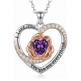 14K Gold Plated  Birthstone Rose Flower Necklaces for Women