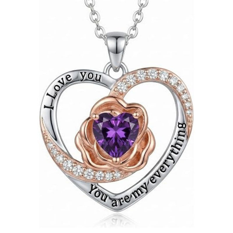14K Gold Plated  Birthstone Rose Flower Necklaces for Women