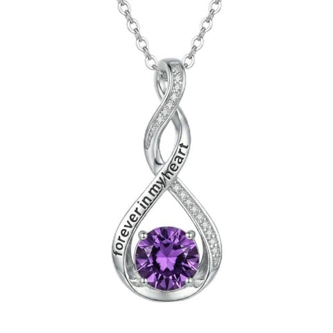 14K Gold Plated 12 Month Birthstone Infinity Twisted Pendant Necklace Mother's Day Christmas Anniversary Birthday Gift