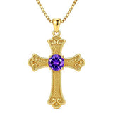 14K Gold Plated  Birthstone Cross Necklace  Pendant Necklace Mother's Day Birthday Gifts for Women