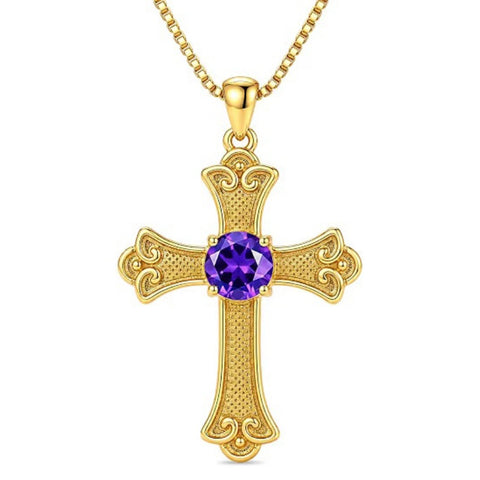14K Gold Plated  Birthstone Cross Necklace  Pendant Necklace Mother's Day Birthday Gifts for Women
