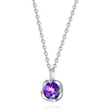 10K 14K 18K White Gold Birthstone  Flower Pendant Necklace Mothers Day Gift