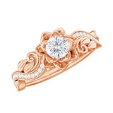Sterling Silver Personalized Engraved Moissanite Engagement Wedding Ring
