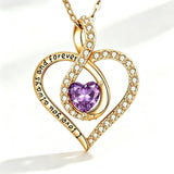 14K Gold Plated Love Heart Birthstone Necklace for Women