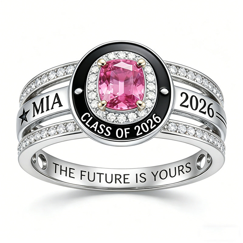 Sterling Silver Personalized Birthstone Class Ring Graduation Gifts for Women