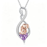 Sterling Silver 12 Month Birthstone Infinity Heart Animal Pendant Necklace Christmas Birthday Jewelry Gift