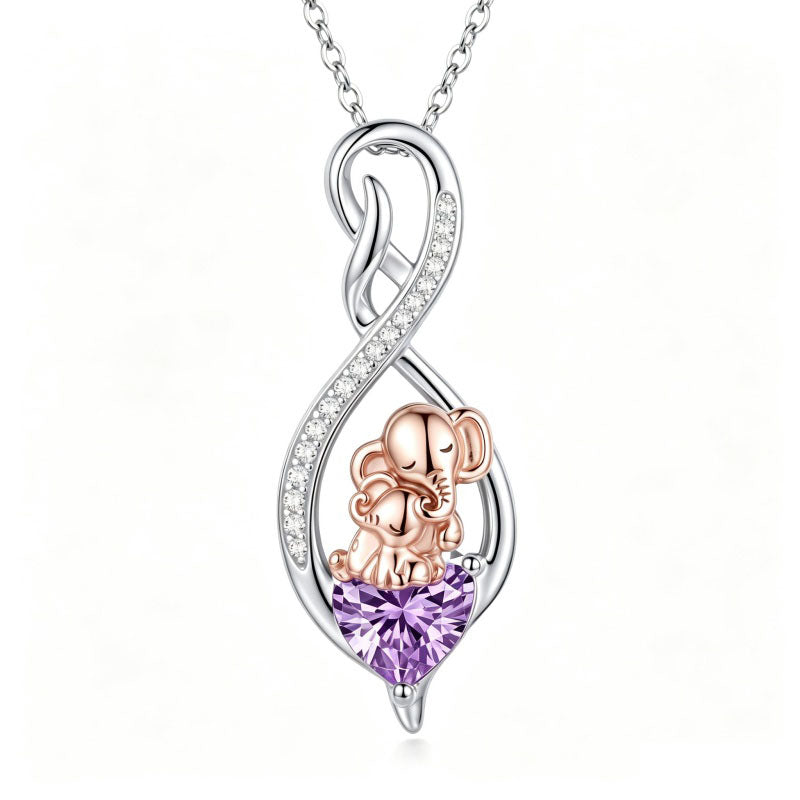Sterling Silver 12 Month Birthstone Infinity Heart Animal Pendant Necklace Christmas Birthday Jewelry Gift