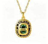 Copper Sterling Silver Personalized Birthstone Engraved Class Graduation Necklace
