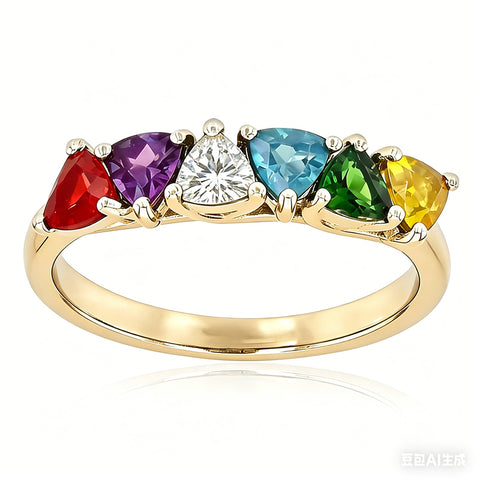 Sterling Silver 2-5 Birthstones Family Ring Gifts for Mother's Day