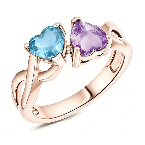 Sterling Silver 2-5 Birthstones Family Ring Gifts for Mother's Day