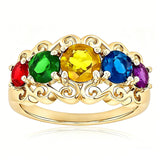 Sterling Silver 2-5 Birthstones Family Ring Gifts for Mother's Day