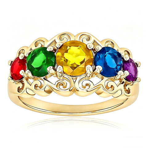 Sterling Silver 2-5 Birthstones Family Ring Gifts for Mother's Day