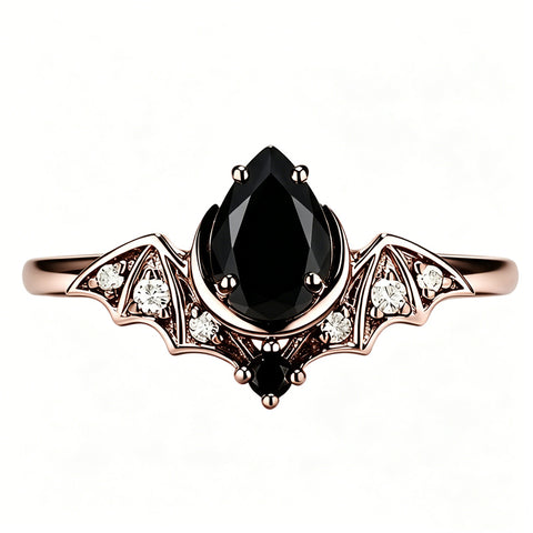 Sterling Silver 10K  14K  18K Gold 1CT-4CT Black Onyx Engagement Ring Gothic Wedding Promise Ring