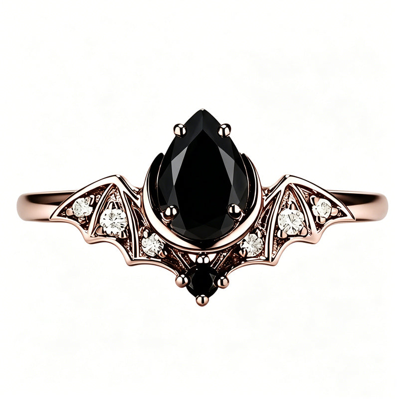 Sterling Silver 10K  14K  18K Gold 1CT-4CT Black Onyx Engagement Ring Gothic Wedding Promise Ring