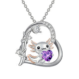 Sterling Silver Birthstone Axolotl Pendant Necklace Jewelry Gifts for Women