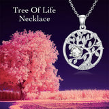 Tree of Life Birthstone Necklace Sterling Silver Tree Pendant Necklace Birthstone Jewelry for Women Birthday Mother's Day Gift