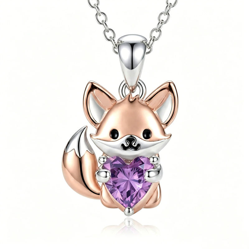 Sterling Silver 12 Month Birthstones Hedgehog Pug Fox Otter Pendant Necklace Gifts for  Birthday, Christmas, Graduation