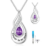 Sterling Silver Personalized Engraved Birthstone Urn Necklace for Ashes