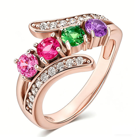 Sterling Silver 2-5 Birthstones Family Ring Gifts for Mother's Day