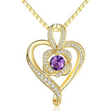 Sterling Silver Round Birthstone Necklace for Women