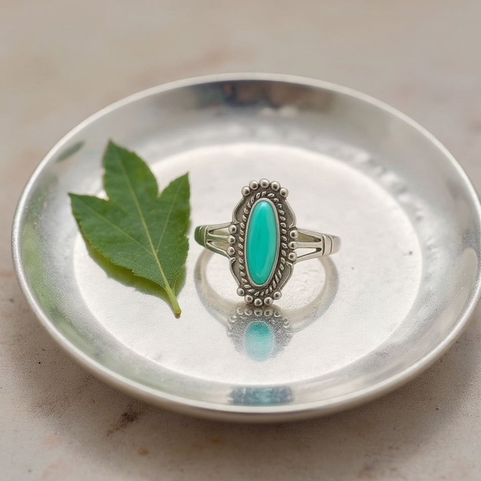 Sterling Silver Vintage Western Turquoise Nature Ring