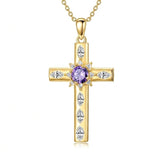 14K Gold Plated Birthstone Infinity  Cross Pendant NecklaceJewelry for Women
