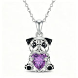 Sterling Silver 12 Month Birthstones Hedgehog Pug Fox Otter Pendant Necklace Gifts for  Birthday, Christmas, Graduation