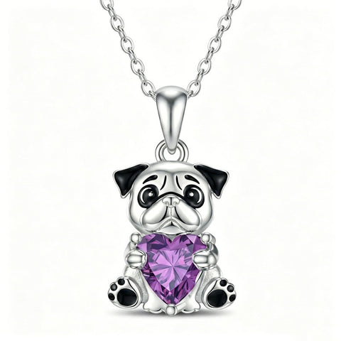 Sterling Silver 12 Month Birthstones Hedgehog Pug Fox Otter Pendant Necklace Gifts for  Birthday, Christmas, Graduation