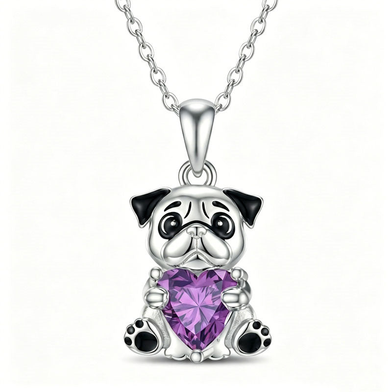Sterling Silver 12 Month Birthstones Hedgehog Pug Fox Otter Pendant Necklace Gifts for  Birthday, Christmas, Graduation