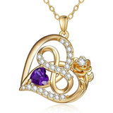 Sterling Silver Birthstone Rose Necklace for Women