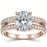 Sterling Silver 10K 14K 18K Gold Personalized Engraved Moissanite Wedding Engagement Promise Band Ring