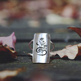 Sterling Silver Personalized Zodiac Flower Ring Custom Constellation Jewelry for Her