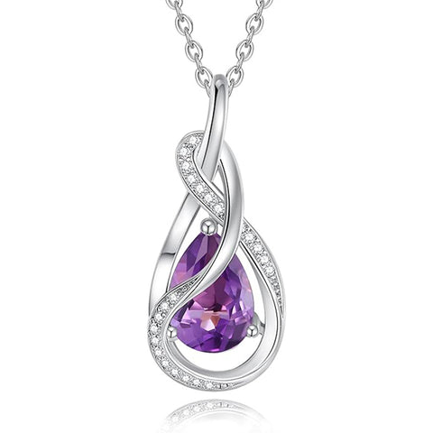 Sterling Silver Teardrop Birthstone Infinity Love Necklace for Women