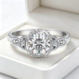 Sterling Silver 10K 14K 18K Gold  Personalized Engraved Moissanite Celtic Knot Wedding Engagement Ring