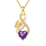 14K Gold Plated Infinity Birthstone  Butterfly Cross Necklace for Women