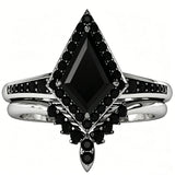 Sterling Silver 10K  14K  18K Gold 1CT-4CT Black Onyx Engagement Ring Gothic Wedding Promise Ring