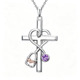 14K Gold Plated  Birthstone Stethoscope Cross Necklace Graduation Gifts for Women RN
