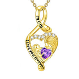 10K 14K 18K Yellow Gold 12 Months Birthstone  Infinity Mother Daughter Pendant Necklace
