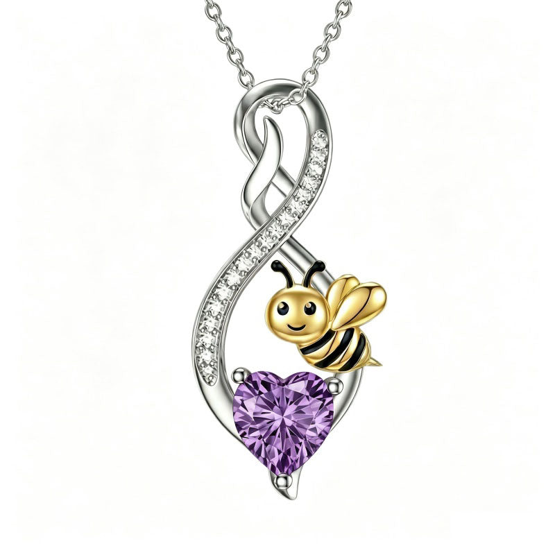 Sterling Silver 12 Month Birthstone Infinity Heart Animal Pendant Necklace Christmas Birthday Jewelry Gift