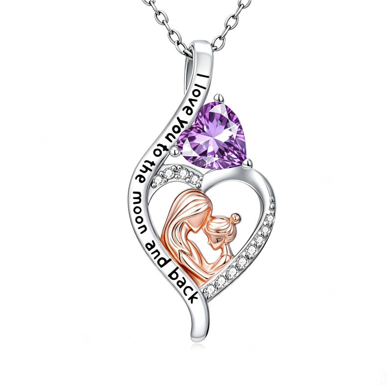 14K Gold Plated Birthstone Heart Infinity Necklace Mother's Day  Gift