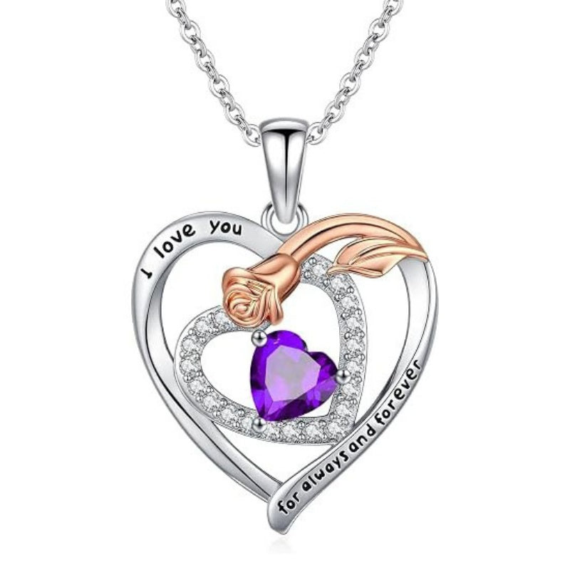 14K Gold Plated  Birthstone Rose Flower Necklaces for Women