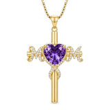 14K Gold Plated  Birthstone Cross Necklace  Pendant Necklace Mother's Day Birthday Gifts for Women