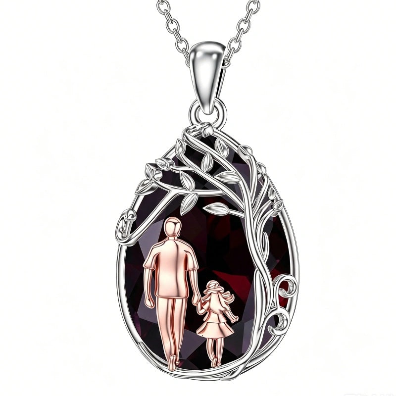 Sterling Silver Crystal Father Daughter Pendant Necklace from Dad  I Love You Forever Jewelry