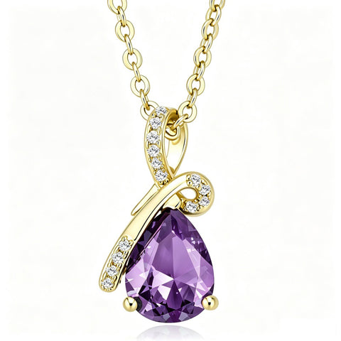 14K Gold Plated  Teardrop Birthstone Pendant Necklace Birthday Gifts for Women