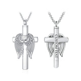 925 Sterling Silver Wing Cross Cremation Urn Necklaces Birthstone Custom Personalized Memorial Keepsake Cross Jewelry