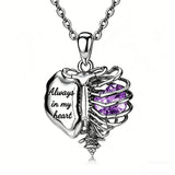 Sterling Silver Black Heart Skeleton Necklace With Engraved