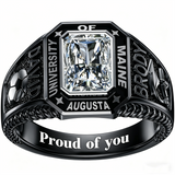 Sterling Silver 10K 14K 18K Gold Personalized  Engraved Class Ring for Men