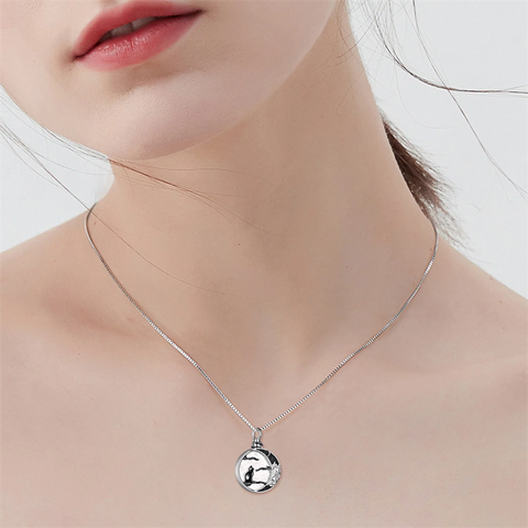 Cat Urn Necklace for Ashes Black Cat Moon Pendant as Gifts for Women